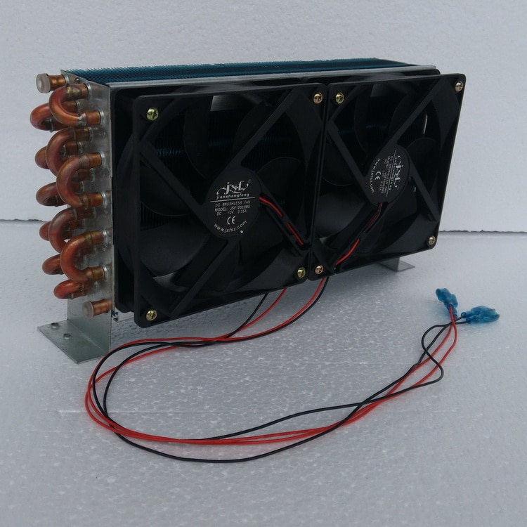 PURSWAVE CP4x6x240 Mini condenser Radiator with 2pcs 12V24V220V 120*120*25mm fan Fin space copper tube heat exchanger