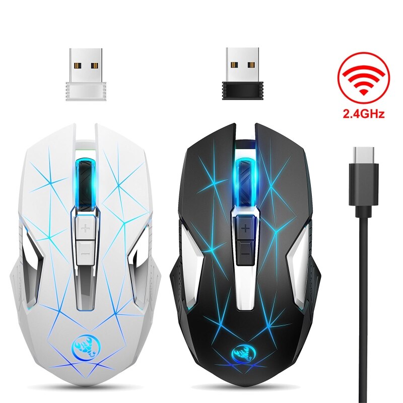 Tragbare, kabellose, wiederaufladbare maus, ergonomische gaming-maus mit 2400 dpi für laptop, notebook, pc, computer und tablet