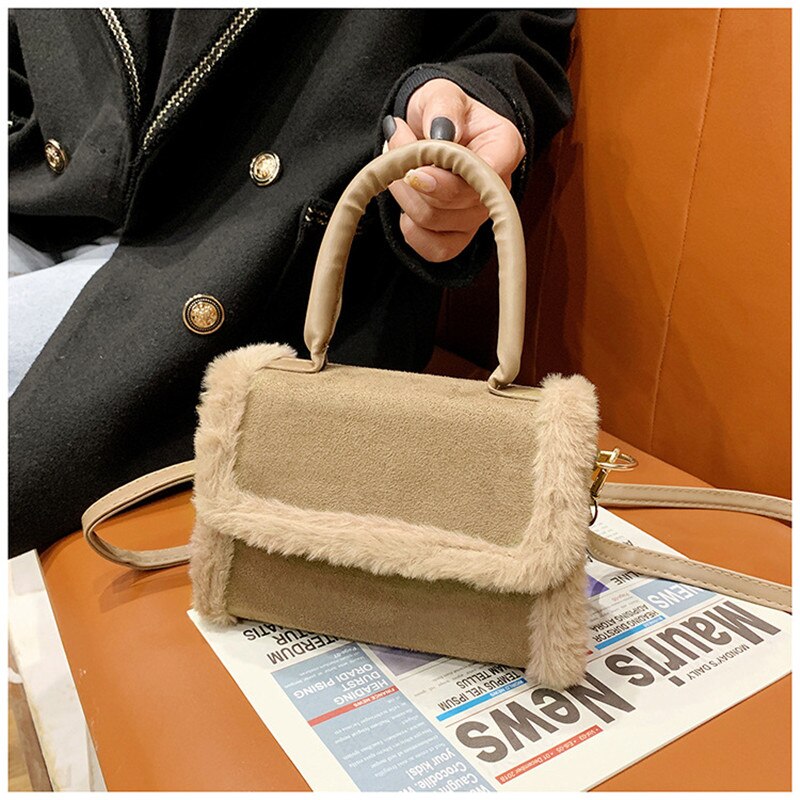 2020 nowe panie PU przekątna mała torba kwadratowa moda okładka typu pluszowa dekoracyjna torebka na wszystkie mecze torba damska na jedno ramię