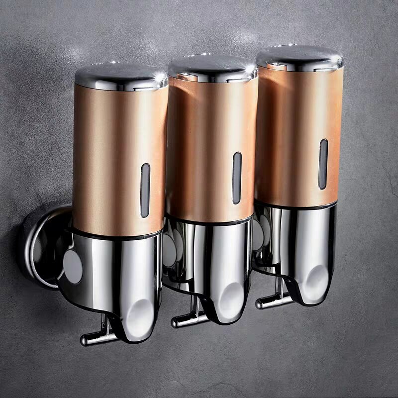 Badkamer Schuim Zeepdispenser Handdesinfecterend Houder Wall Mount Zeep Shampoo Head Vloeibare Douche Dispenser Voor Badkamer Accessoires: 3 Gold