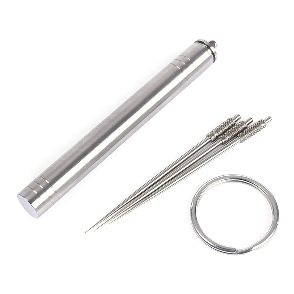 4 stuks outdoor recycling titanium legering tandenstokers reis tandenstoker opslag met draagbare buis tandenstoker houder