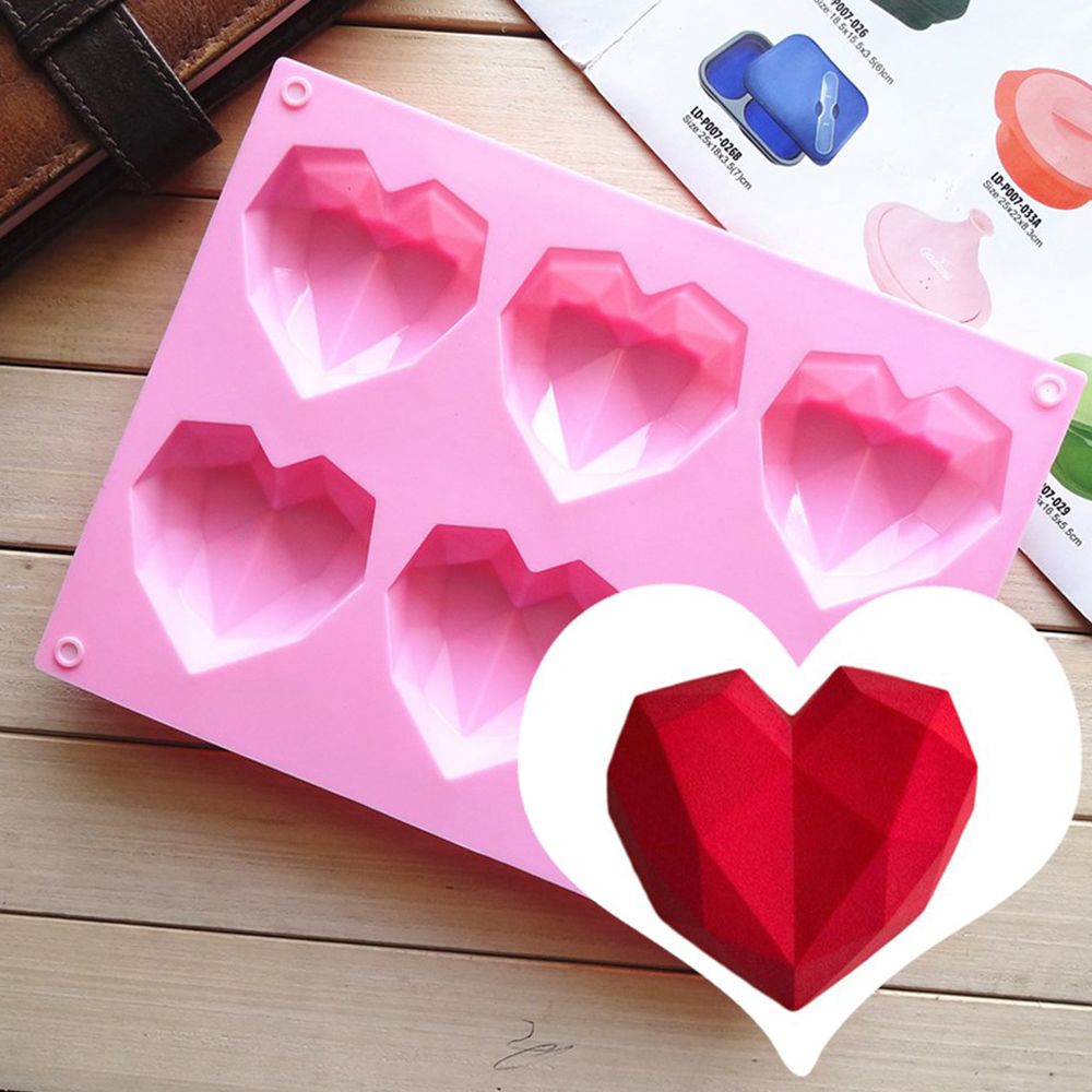 1 pièces Silicone Fondant moule coeur diamant gâteau chocolat moule Non toxique ustensiles de cuisson forme bricolage savon pâtisserie outils accessoires de cuisine
