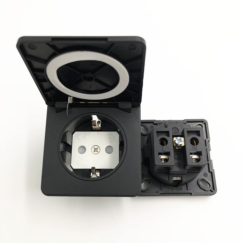 16A 250V Black/Blue Generator Control Panel Germany Waterproof Socket European Dust Socket For Home Desktop Connector Plug