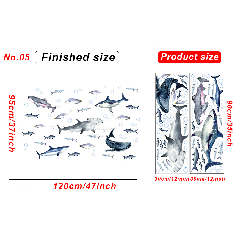 Home Decor Wall Stickers Cartoon Whale Shark Removable Wall Decals for Home Decor Kids room Nursery Wall Decoration Wallpapers: No.05