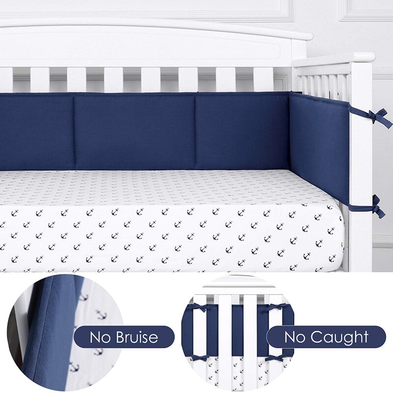 Almohadillas de parachoques de cuna seguras para bebés, cunas estándar, lavables a máquina, acolchado, forro grueso para cuna, acolchado para dormitorio infantil, 100% de algodón