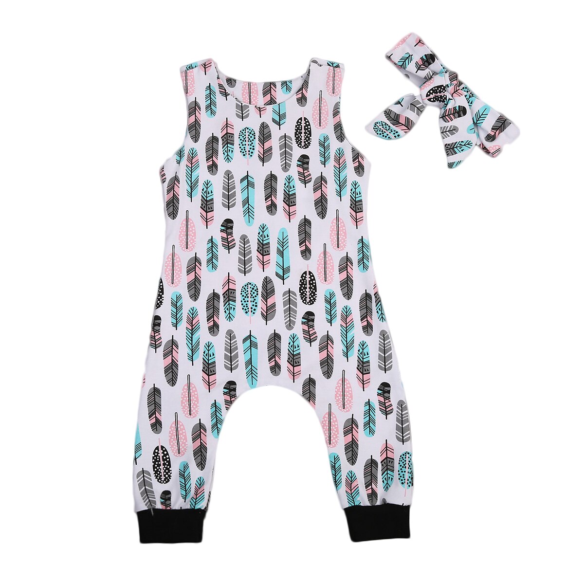 Baby Baby Jongens Meisjes Veer Romper Jumpsuit Hoofdband Outfit Playsuit: 24M