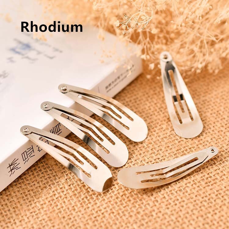 Clips à pression en métal de peinture or/argent, goutte d'eau, Clips pour bébé, pour pinces à cheveux DIY, Base de fabrication de bijoux, , 3-9cm, 100 pièces: L / Argent