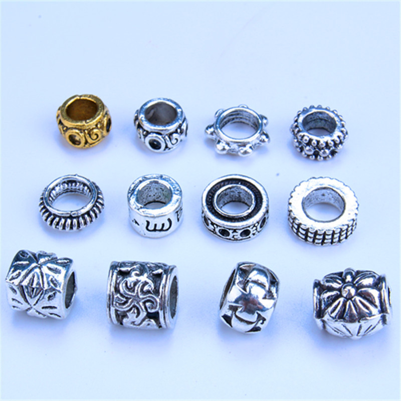 Anillos para el pelo de Metal plateado, trenzas para el cabello, rastas, cuentas, abalorios, rastas, accesorios para el cabello DIY, 5 unids/bolsa