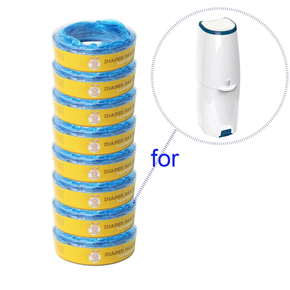 4pcs/Box 8M Baby Diaper Bucket Refill Bags Ideal Diaper Bin Garbage Bag Plastic Trash Waste Replacement Bag