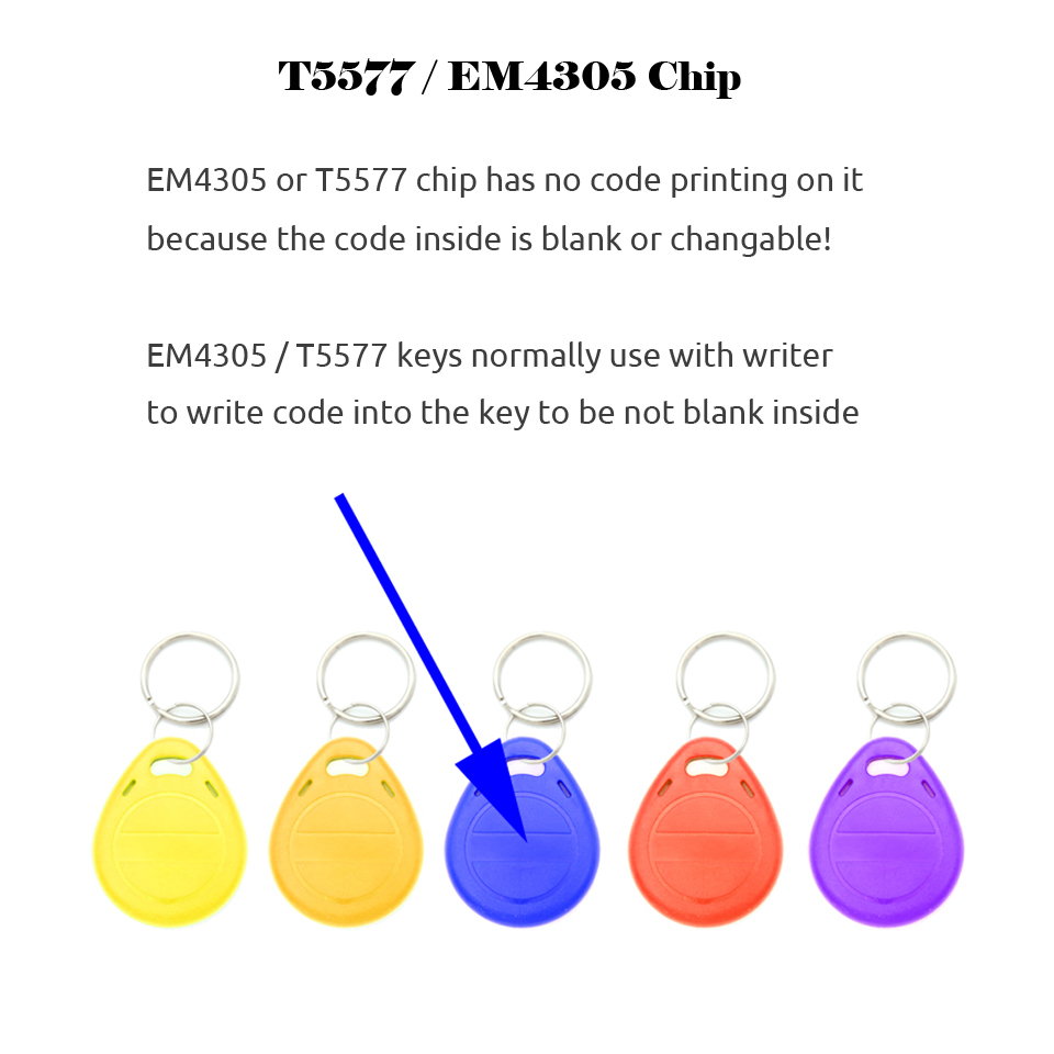 50 stk  em4305 t5577 blank nøglebrik rfid chip ringkort tags keytag 125 khz kopi genskrivbar skrivbar omskriv duplikat 125 khz