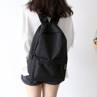 Simple Classic Designe Canvas Women Backpack School Student Book Bag Leisure Travel Young: Black Big  Oxford