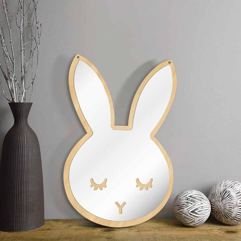 Bricolage chambre d'enfants miroirs muraux décoratifs acrylique décor à la maison cadre en bois pépinière mignon dessin animé miroir Stickers muraux