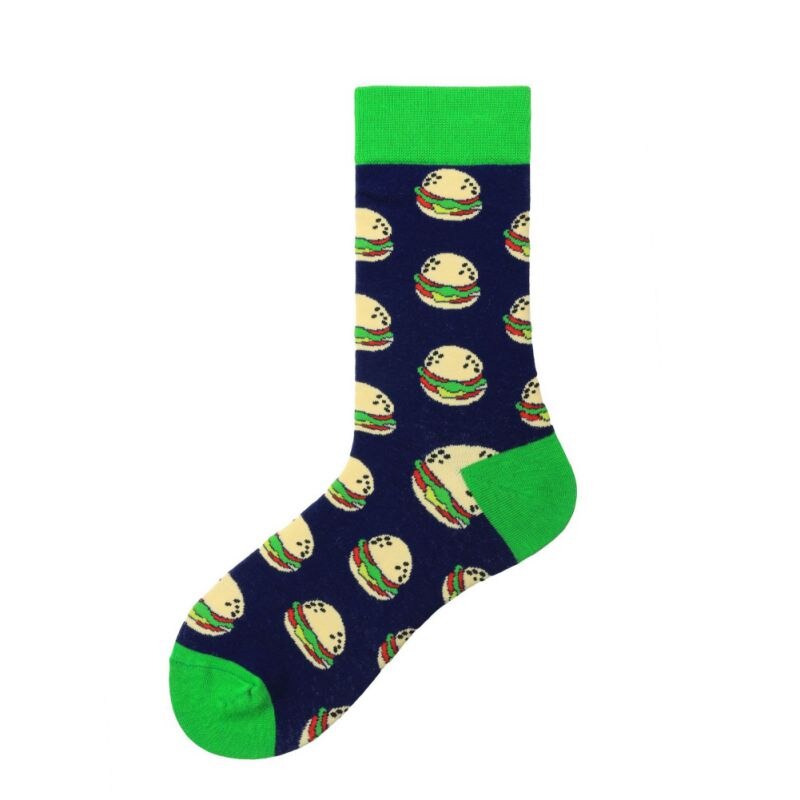 Unisex sportssokker atletiske mid tube strømper apple avocado sushi mønster farveblok sokker til kvinder mænd: A02