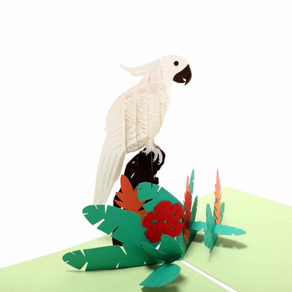 Tarjetas 3D creativas Pop-Up de loro, amante de San Valentín, feliz cumpleaños, aniversario, felicitación,