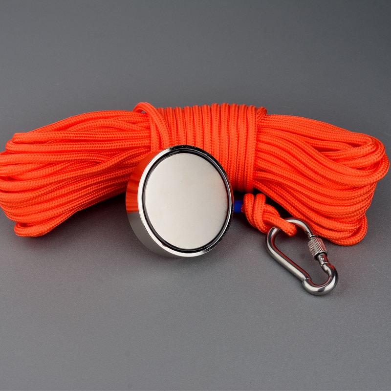 220Kg Sterke Vissen Magneet Zoeken Salvage Magneet Gedrukt Magneten N52 Neodymium Permanente Magneet Met 20 M Touw Opties