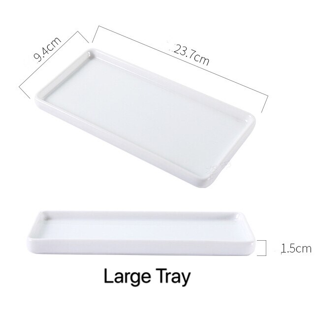 Bandeja Rectangular de cerámica de estilo japonés, plato Rectangular de porcelana blanca, bandeja para enjuague bucal, bandeja de almacenamiento para sala de baño: Large