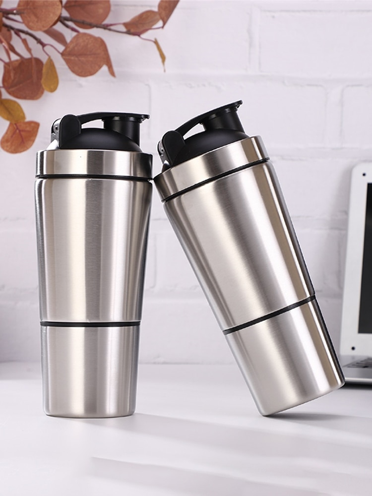 Waterflessen afneembare wei-eiwit poeder sport shaker fles voor roestvrij staal cup vacum mixer outdoor drinkware