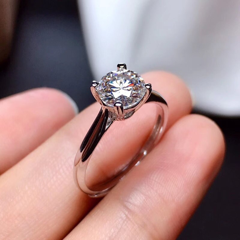 Moissanite ring 1carat VVS1 6.5mm round excellent cut for women with certificate fine jewelry 925sterling silver