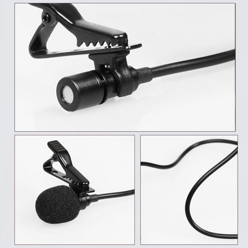 1.5M 3.5mm Wired Lavalier Microphone Adjustable Clip-on Microphone Hands-free Speaking Suitable for Mobile Phone PC Recording