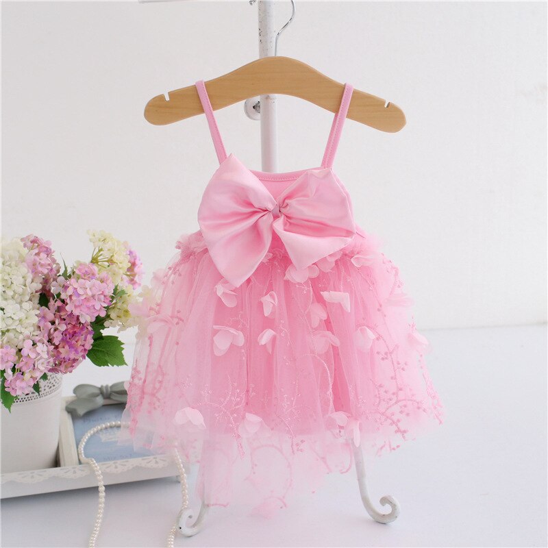 1 år flicka bebis födelsedagsklänning spädbarn småbarn flicka prinsessklänning första födelsedagsfest flicka flicka röd rosa klänning: Rosa / 18m