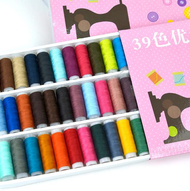 Sanbest 39pcs 200 Yards/ Spool Mixed Colors Polyester Sewing Thread Set Cowboy Thread Handwork Crafting Overlocking DIY TH00016