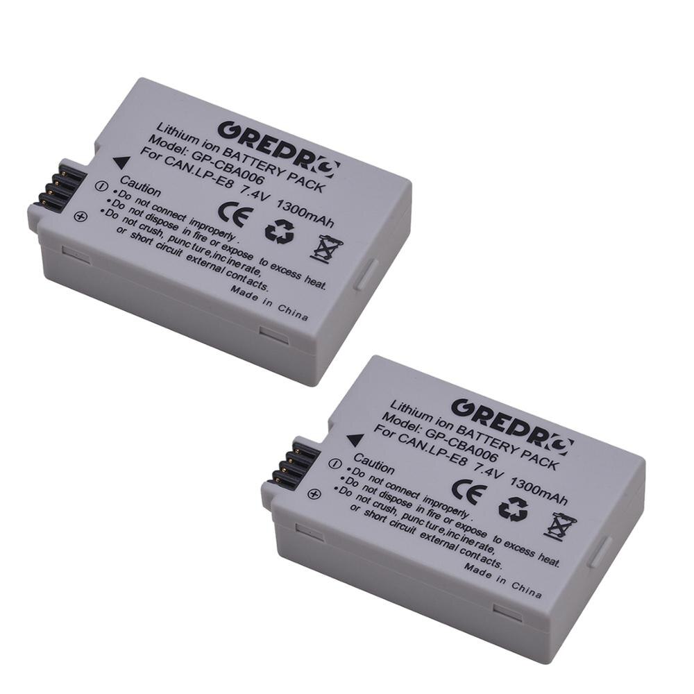 2Pcs LP-E8 LPE8 LP E8 Camera Battery + LED Dual Charger with type-C port for Canon EOS 550D 600D 650D 700D X4 X5 X6i X7i T2i T3i: 2x Battery