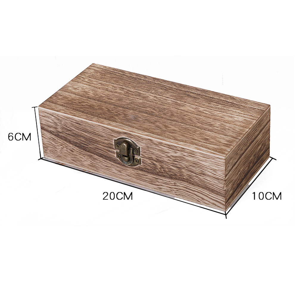 Retro Rectangular Wooden Storage Box Buckle Hinged Boxes Wooden Box Packing Jewelry Case Box Home Sundries Storage Box