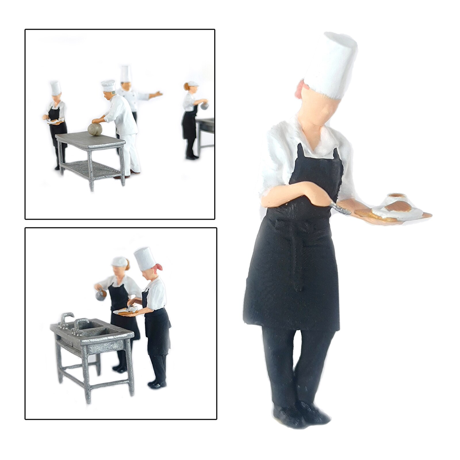 1/64 Scale Resin Mini Figures People Railway Scenery Miniature Model: Chef Black