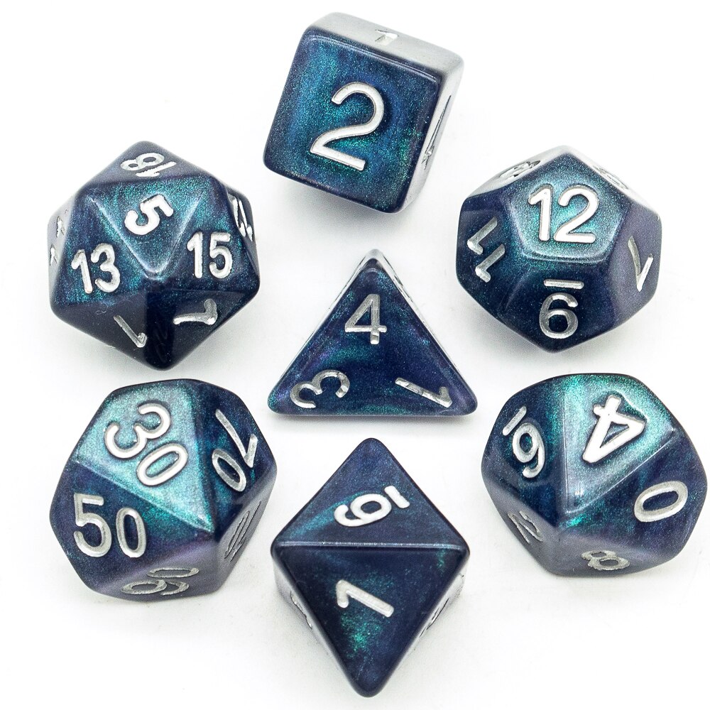 7 stk/sæt sparkle galaxy dnd terninger d&d terninger  d4 d6 d8 d10 d% d12 d20 polyedriske spil terninger sæt til bordspil mtg rpg