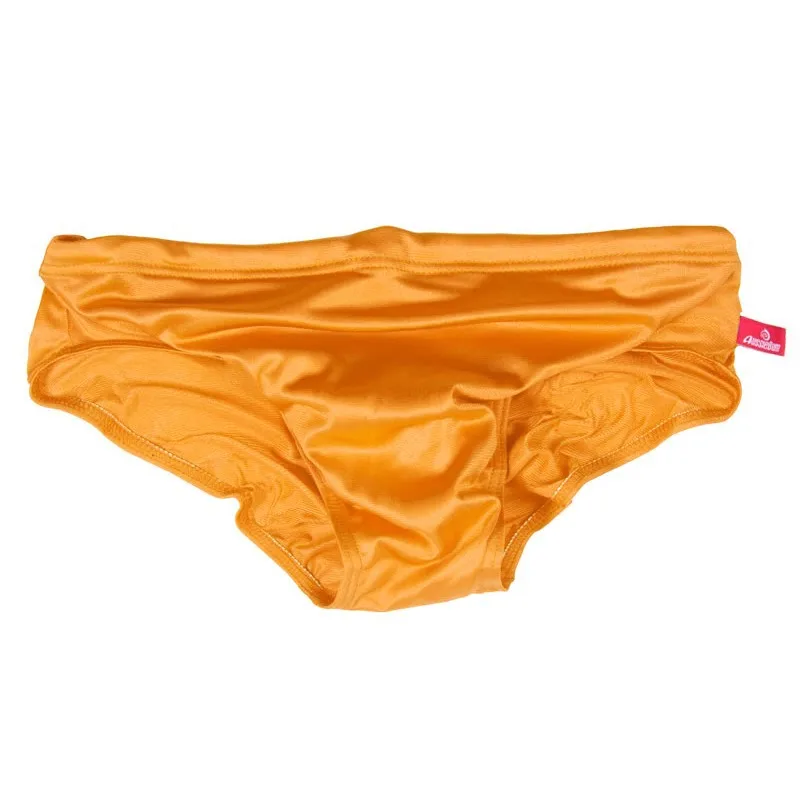 Summer Swimwear Men Solid Swimsuit Boy Swim Suits Beach Surfing Shorts Man Triangular Swimming Briefs: M / Orange