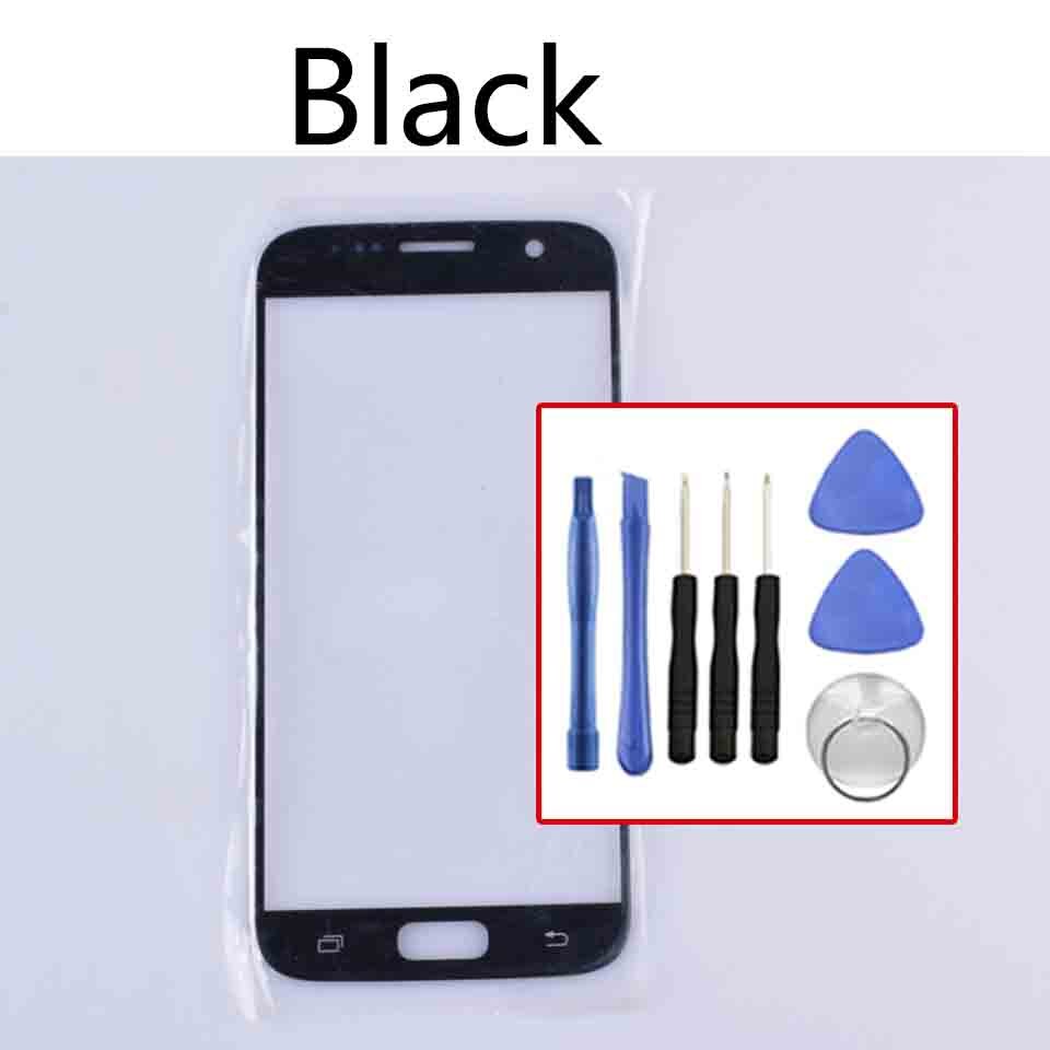 TouchScreen For Samsung Galaxy S7 G930 SM-G930F LCD display Outer Touch Panel Screen glass Lens Replacement: Black-With tool