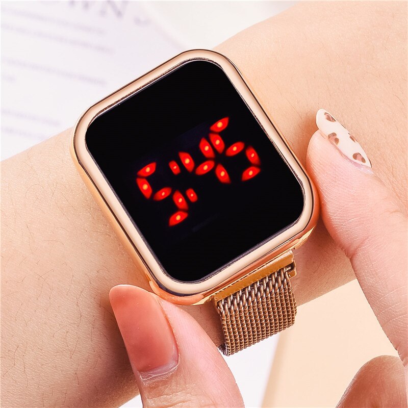 Women Magnet Watchband Wristwatch Touch Screen LED Digital Sports Watch Women Electronic Watches