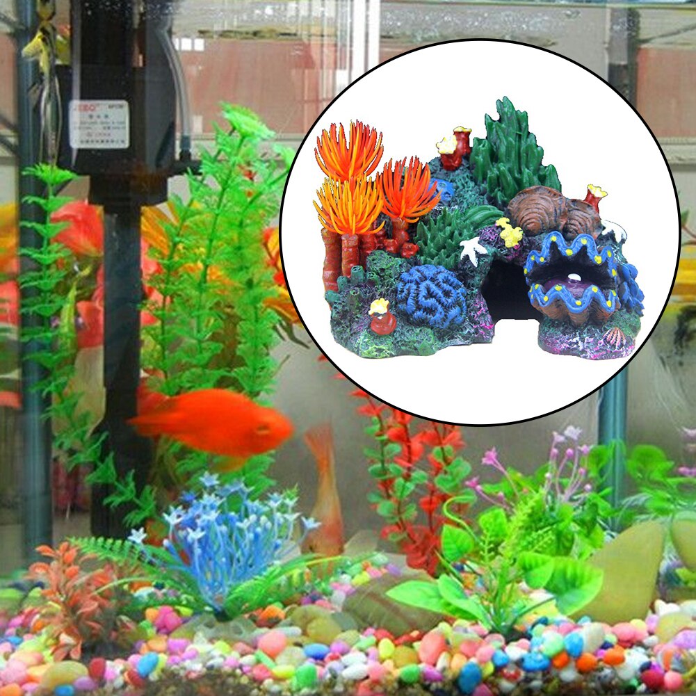 Simulatie landschapshabitat voor betta grot hars kleurrijke aquariumdecoratie niet-giftige kunstmatige koraal kweekvis tank thuis