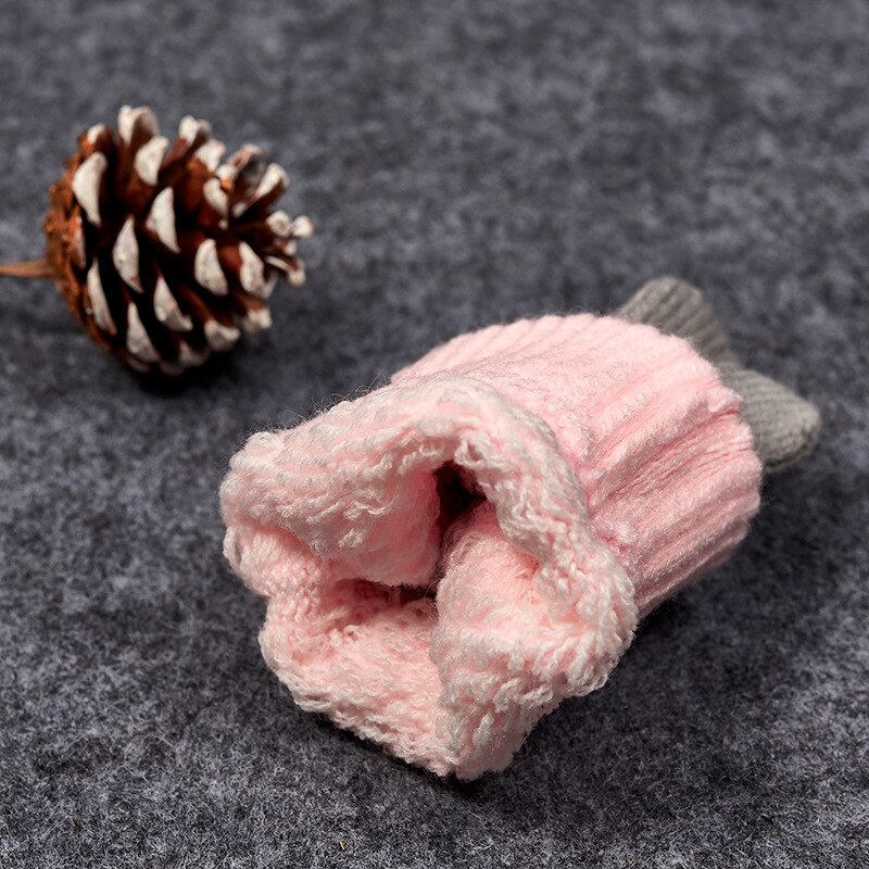 1 Pairs Cute Kids Boy Girl Winter Imitation Cashmere Gloves Warm Cartoon Cat Thick Golves 4-8years
