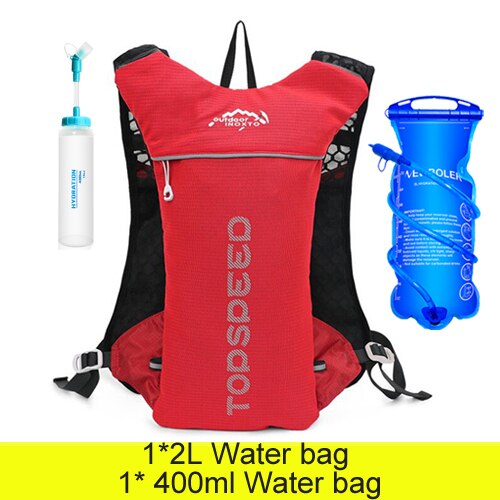 Pfad Laufen-5L Ultraleicht Rucksack Trink Joggen Weste Marathon- Fahrrad Wasser 400ml Flasche 2L Wasser Tasche: rot 2.4L Wasser Tasche