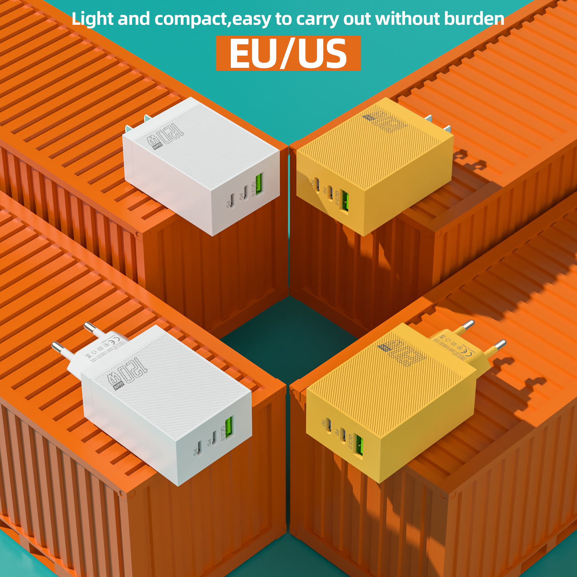 Xiaomi 120W carga rápida 3 puertos cargador de teléfono móvil cargadores USB tipo C adaptador de pared PD Dual enchufe UE/EE. UU. para iPhone Xiaomi