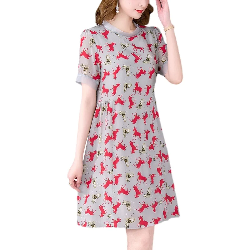 Novedad de verano, vestido Midi bohemio con estampado de vacaciones para mujer, coreana, Vestido de playa ligero, Vestidos de informales ajustados elegantes 2025