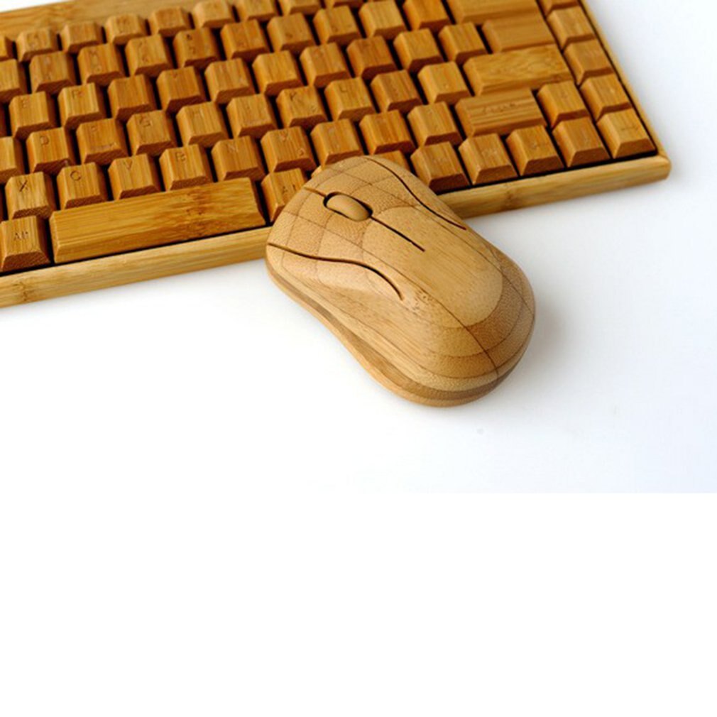 4G Bamboo Wireless Keyboard And Mouse Combo Natural Wood Handmade Computer Keyboard Plug And Play For Home Office Use