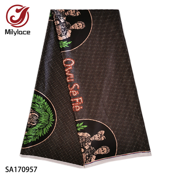 africain impression satin tissu 5 yards Ankara impression numérique satin tissu brillant tissu lisse pour vêtements SA170953-60: SA170957