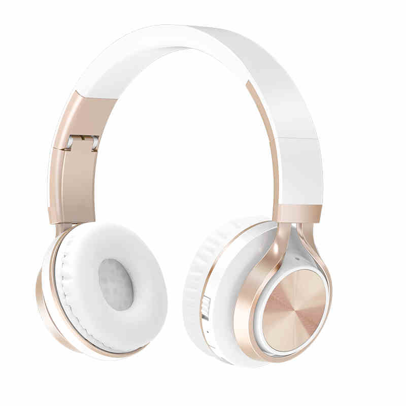 Casque sans fil or casque Bluetooth pliable casque stéréo écouteurs de jeu Support TF carte avec micro pour téléphone PC Mp3
