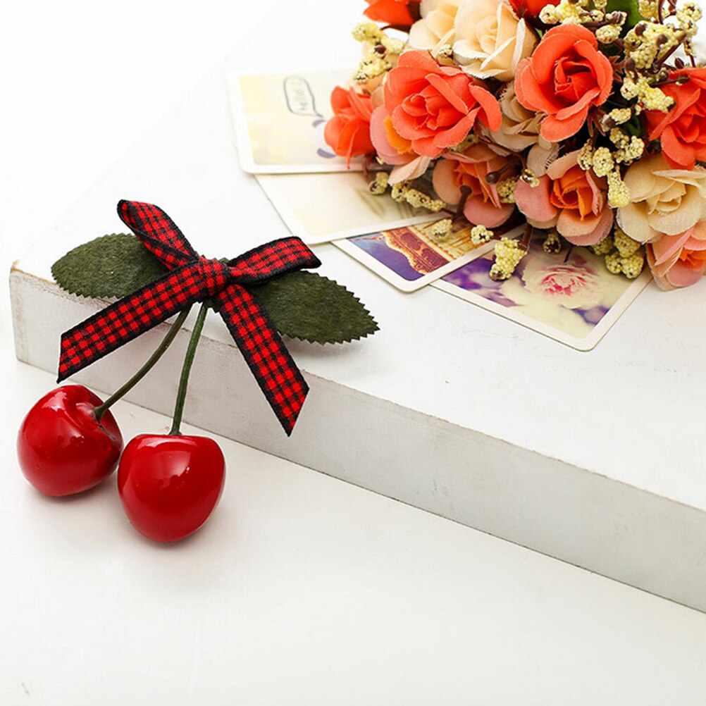 Red Cherry Boog Haar Clip Voor Pinup Meisjes Retro Vintage Rockabilly Haarband Haar Accessoire 1Pcs