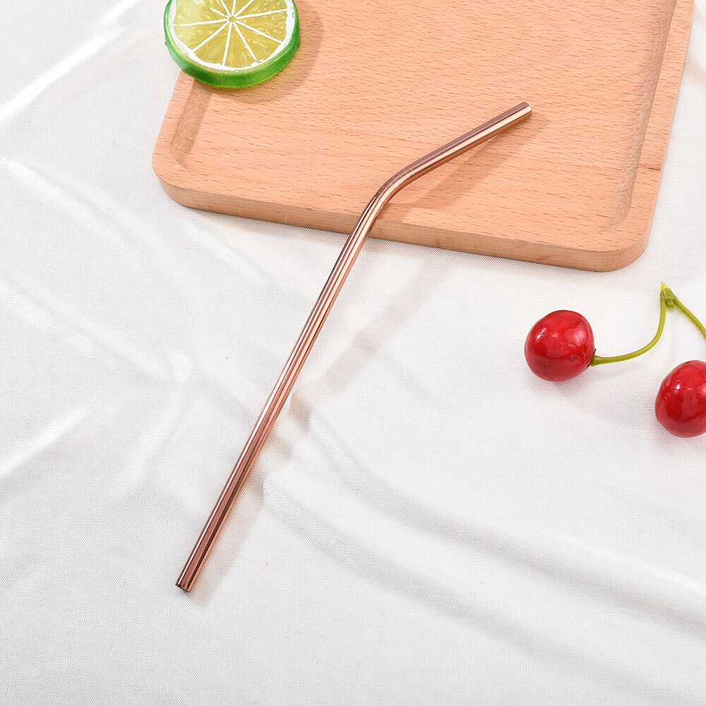 Rainbow Color Reusable Metal Straws Set with Cleaner Brush 304 Stainless Steel Drinking Straw Milk Bar Party Drinkware: JD159