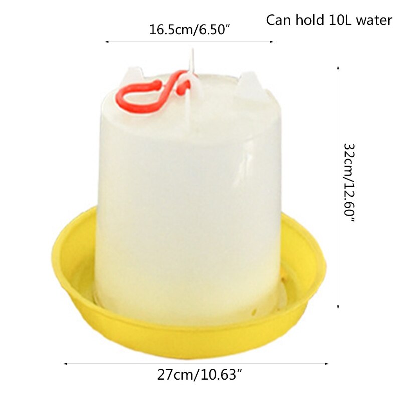 Chicken Waterer Durable Automatic Poultry Water Feeder Drinker with Handle Hanging Poultry Water Container with Outlet