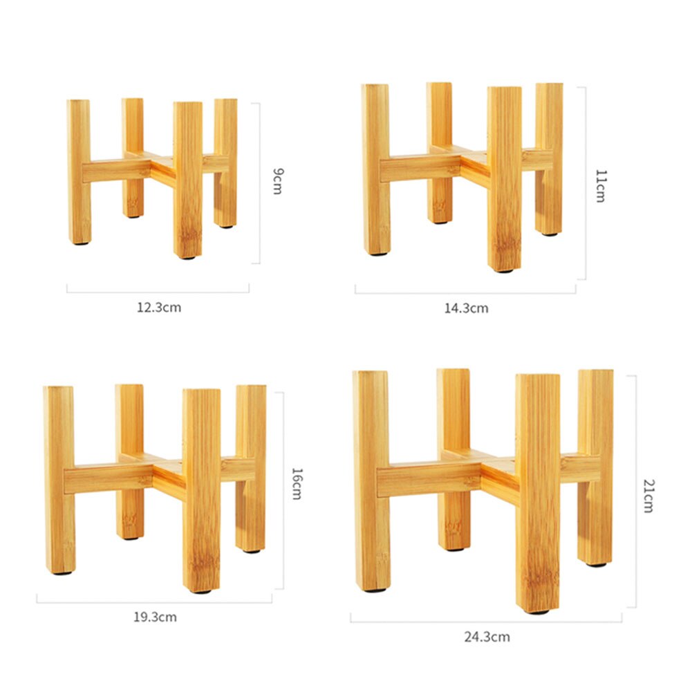 Solid Wood Flower Pot Stand – Round Wooden Base For Plant Display (10x7.8cm)