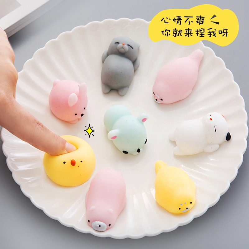 Mini Cute Animal Cat Soft Sticky Squeeze Toy Mochi Anti Stress Relief Funny Release Pressure Toy