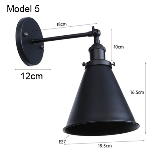 årgang vegglampe jern svart lampeskjerm  e27 ledet-pærer til stue arbeidsrom/soverom/nattbord dårlig innendørs vegglampe retro: 6-10w / Grå
