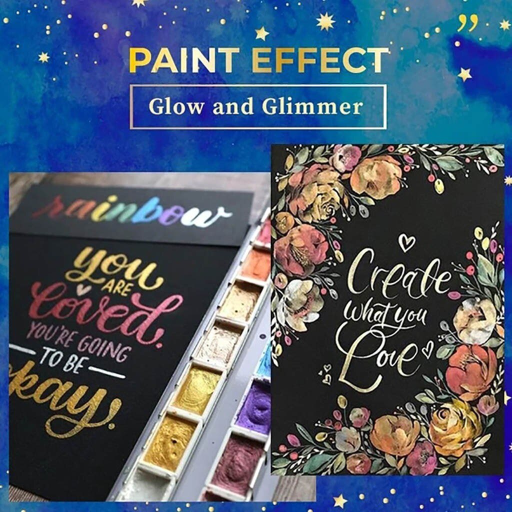 12/18/24/36 Kleuren Metallic Aquarel Glinsterende Solid Metallic Aquarel Verf Set Verven Aquarel Water Borstel Verf Set