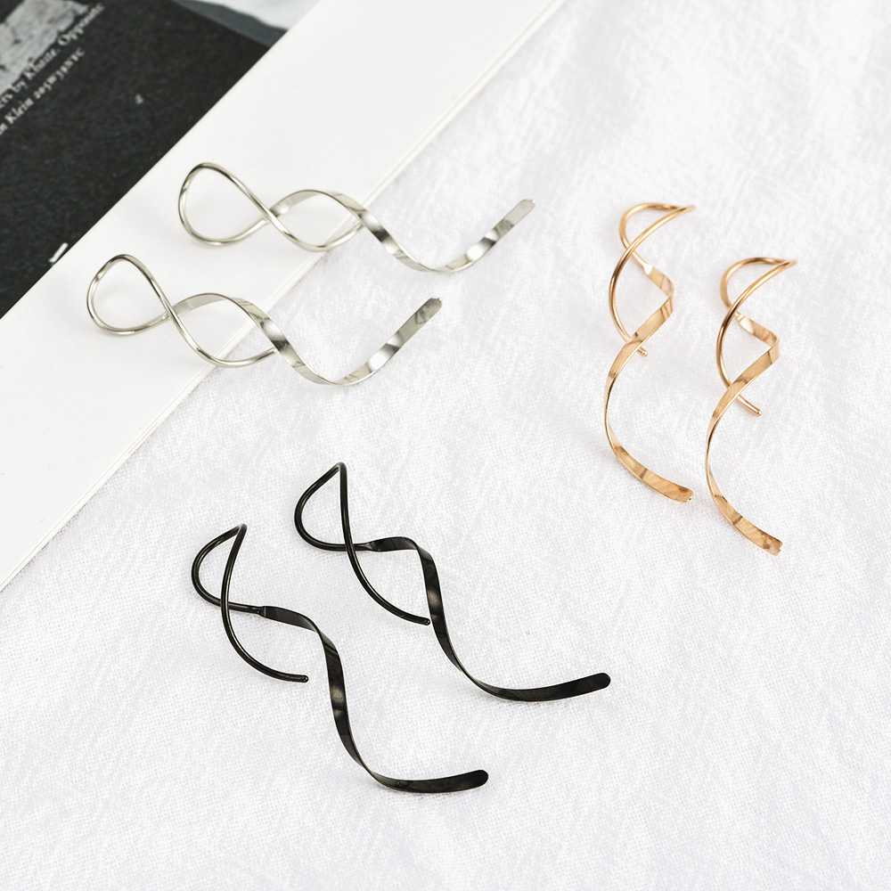 Einfache Spirale Einfädler Ohrringe Unregelmäßige Wendel Welle Kurve Ohr Linie Manschette Edelstahl Baumelnden Ohrring Frauen Schmuck