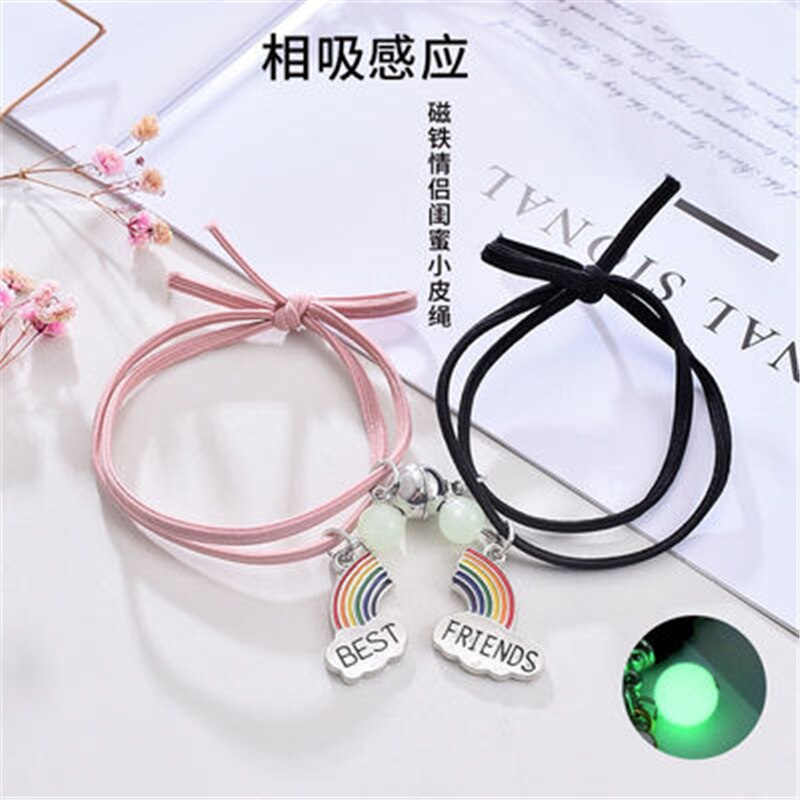 2023 Bracciale luminoso gatto stella luna coppia fascino fatto a mano corda regolabile braccialetto amico abbinato amore infinito gioielli regali: Rhodium placcato