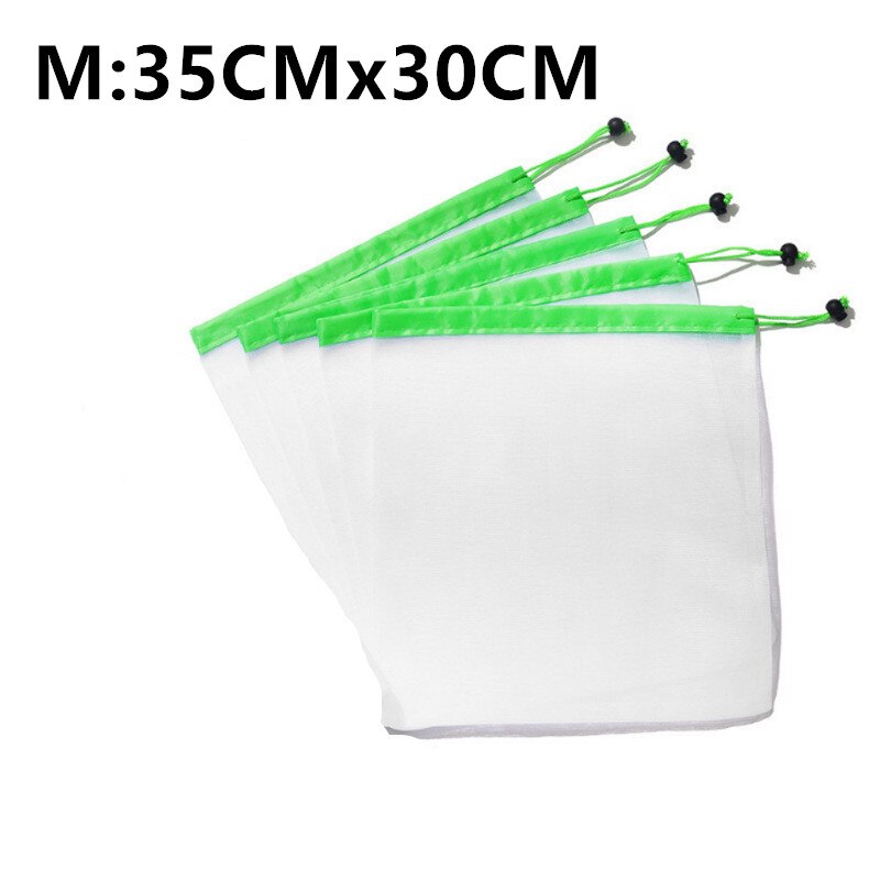 5 stuks herbruikbare netzakken, wasbare milieuvriendelijke tas voor boodschappen, opbergzak voor fruit en groenten, opbergzak voor speelgoed